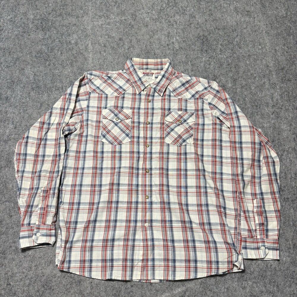 Wrangler Jeans Co Western Shirt Mens XL Plaid Pearl Snap Long Sleeve Cowpoke
